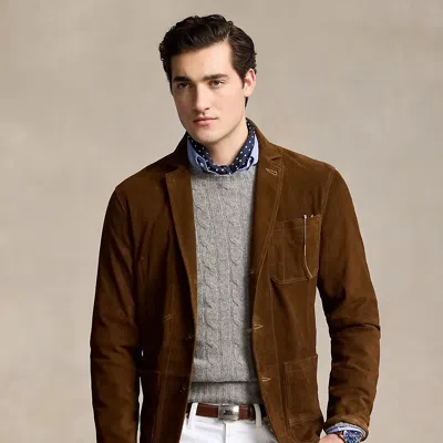 Polo Ralph Lauren Suede Jacket In Antique Smith Brown