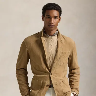 Polo Ralph Lauren Suede Jacket In Desert Khaki