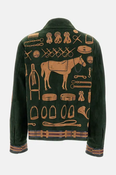 Ralph Lauren Suede Jacket In Green