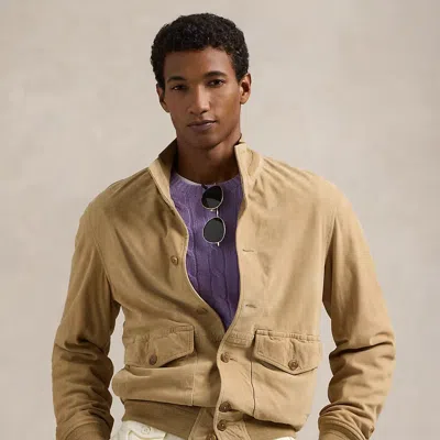 Polo Ralph Lauren Suede Jacket In Khaki