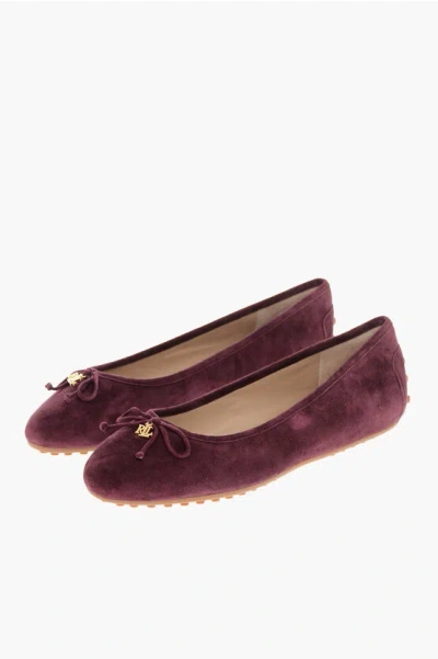 Ralph Lauren Suede Jayna Ballet Flats With Rubber Sole In Brown