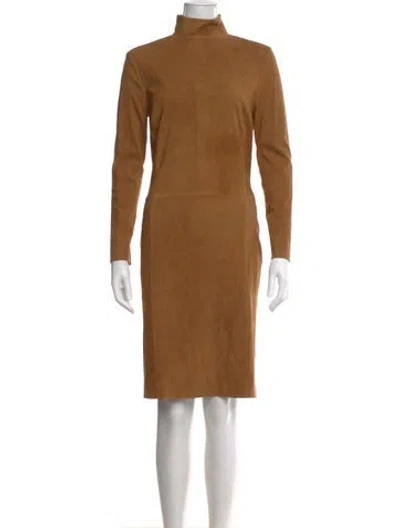 Pre-owned Ralph Lauren Suede Knee-length Dress In Brown