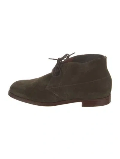 Pre-owned Ralph Lauren Suede Lace-up Boots In Green