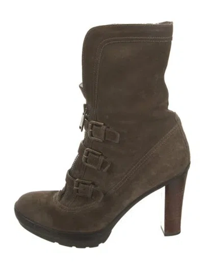 Pre-owned Ralph Lauren Suede Lace-up Boots In Green