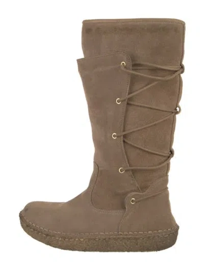 Pre-owned Ralph Lauren Suede Lace-up Boots In Neutral