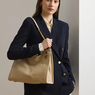 Ralph Lauren Suede Large Bradley Shopper Tote Bag