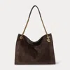 Ralph Lauren Suede Large Bradley Shopper Tote Bag In Brown