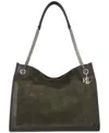 Ralph Lauren Bradley Large Suede Shopper Tote Bag In Green