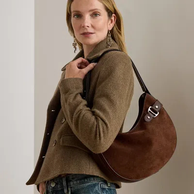 Ralph Lauren Suede Large Tasha Shoulder Bag In Brown