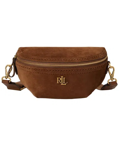 Ralph Lauren Suede Marcy Small Belt Handbag In Brown
