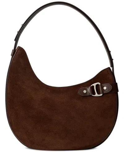 Ralph Lauren Suede Medium Tasha Shoulder Bag In Brown