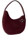 Ralph Lauren Suede Medium Tasha Shoulder Bag In Burgundy