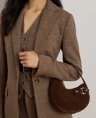 Ralph Lauren Suede Mini Tasha Crossbody Bag In Brown