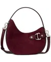 Ralph Lauren Suede Mini Tasha Crossbody Bag In Burgundy