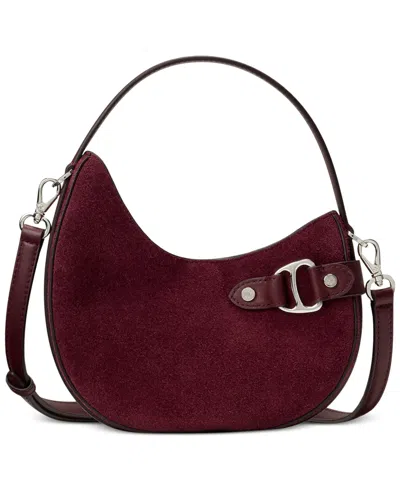 Ralph Lauren Suede Mini Tasha Crossbody Bag In Burgundy
