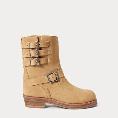 Ralph Lauren Suede Moto Boot In Brown