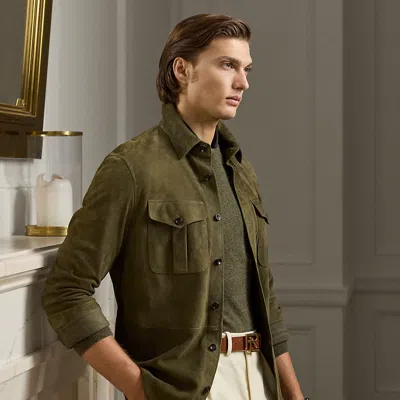 Ralph Lauren Button-fastening Suede Shirt Jacket In Green