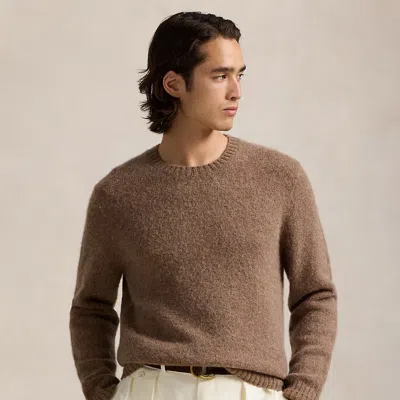 Polo Ralph Lauren Suede-patch Sweater In Copper Melange