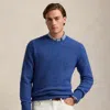 Polo Ralph Lauren Tailored Round Neck Sweater With Subtle Logo Detail In Sea Salt Blue