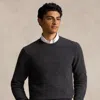 Polo Ralph Lauren Suede-patch Sweater In Grey