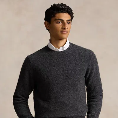 Polo Ralph Lauren Suede-patch Sweater In Static Grey Heather