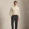Ralph Lauren Suede-patch Wool-cashmere Sweater In Neutral