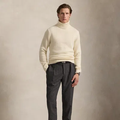 Ralph Lauren Suede-patch Wool-cashmere Sweater In Neutral