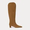 Ralph Lauren Suede Pointed-toe Tall Boot In Brown