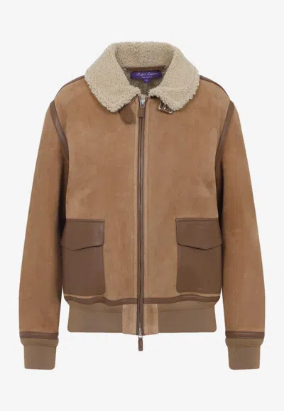 Ralph Lauren Suede Shearling-collar Jacket