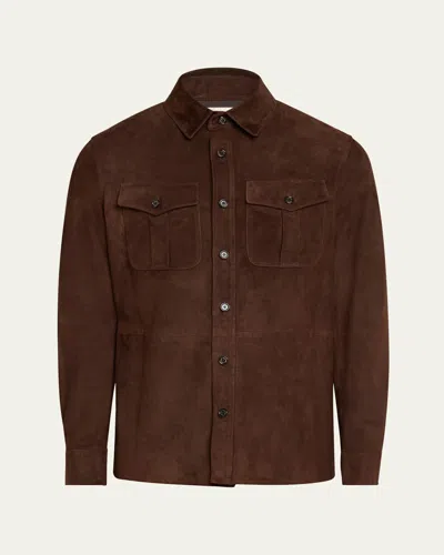 Ralph Lauren Suede Shirt Jacket In Brown