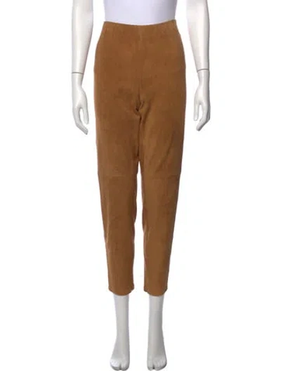 Pre-owned Ralph Lauren Suede Skinny Leg Pants In Brown