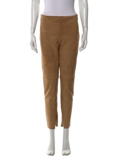 Pre-owned Ralph Lauren Suede Skinny Leg Pants In Brown