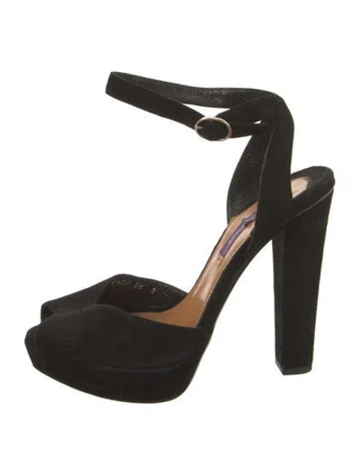 Pre-owned Ralph Lauren Suede Slingback Pumps In Black