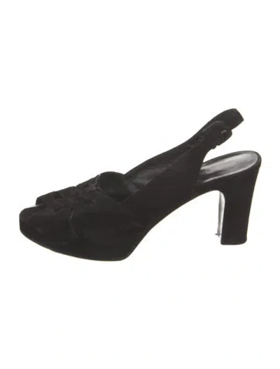 Pre-owned Ralph Lauren Suede Slingback Pumps In Black