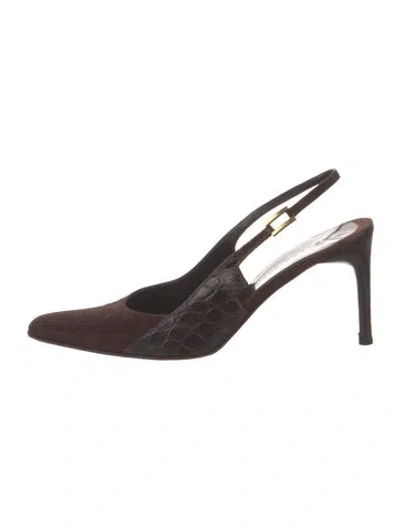 Pre-owned Ralph Lauren Suede Slingback Pumps In Brown