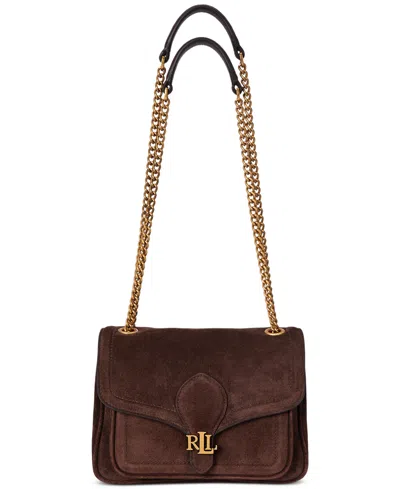 Ralph Lauren Suede Small Bradley Convertible Bag In Brown