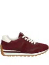 Ralph Lauren Dani Perforated Suede Sneaker In Burgundy