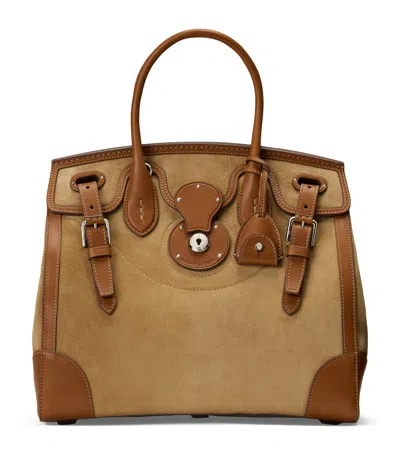 Ralph Lauren Suede Soft Ricky 33 Top-handle Bag In Sand