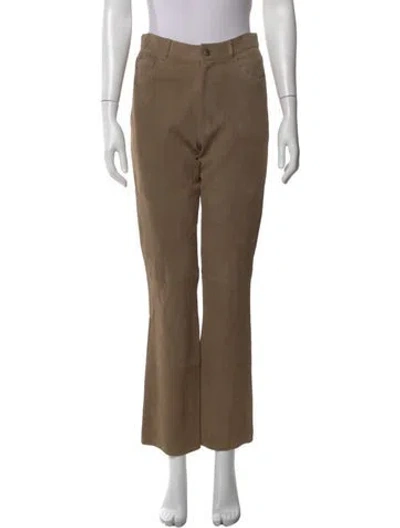 Pre-owned Ralph Lauren Suede Straight Leg Pants In Brown