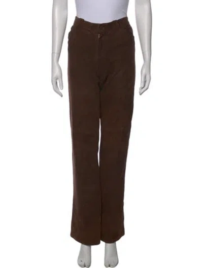 Pre-owned Ralph Lauren Suede Straight Leg Pants In Brown