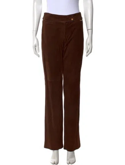 Pre-owned Ralph Lauren Suede Straight Leg Pants In Brown
