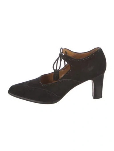 Pre-owned Ralph Lauren Suede Tassel Accents Pumps In Black