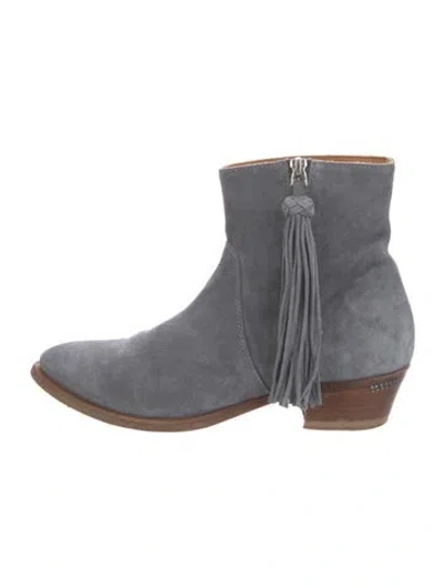 Pre-owned Ralph Lauren Suede Tassel Accents Western Boots In Grey
