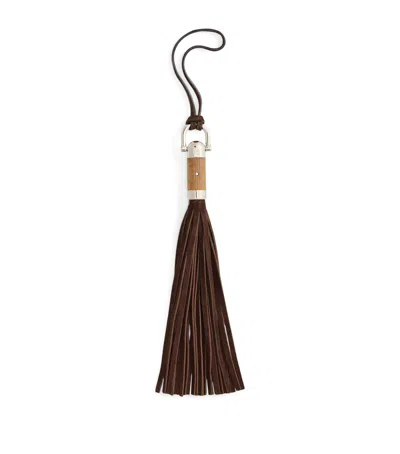 Ralph Lauren Suede The Ralph Tassel Bag Charm In Brown