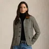 Ralph Lauren Suede-trim Herringbone Jacket In Brown