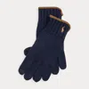 Ralph Lauren Suede-trim Wool Touch-screen Gloves In Blue