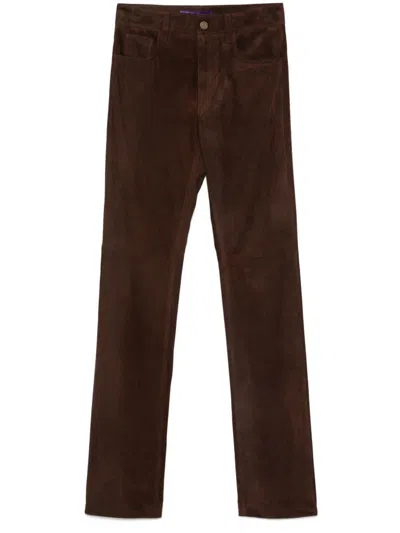 Polo Ralph Lauren Suede Trousers In Brown
