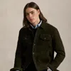 Ralph Lauren Suede Trucker Jacket In Green