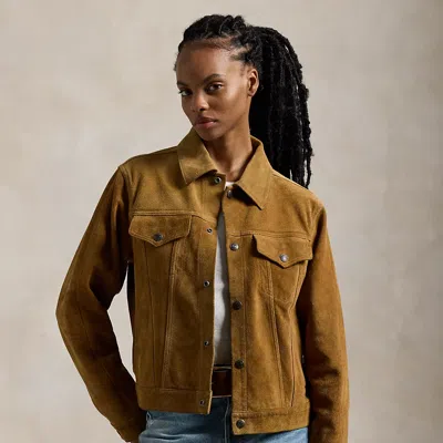 Polo Ralph Lauren Suede Trucker Jacket In Honey