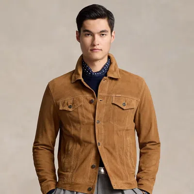 Polo Ralph Lauren Suede Trucker Jacket In Rustic Tan